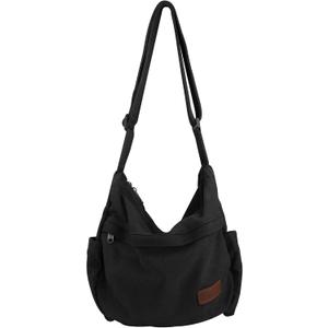 Large Canvas Messenger Bag with Multiple Pockets for Men and Women, Crossbody Shoulder Tote Hobo Laptop Bag