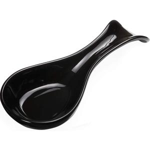 Ceramic Spoon Rests for Kitchen, Spoon Rest for Stove Top Countertop Utensil Rest Ladle Spoon Holder for Cooking Home Decor, Black Color (Black)
