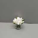 DILATATA Artificial White Tulips in Vase with Faux Water 6" Real Touch Flowers Fake Tulips Small Flowers Arrangement in Round Glass Vase for Mother's Day Table Centerpiece Wedding Home Decor