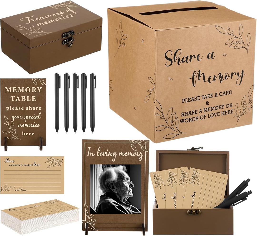 Gilprop Share a Memory Cards Set for Celebration of Life Decoration Memorial Cards for Funeral Share a Memory Keepsake Decor for Funeral Graduation Anniversary Birthday (Rustic)