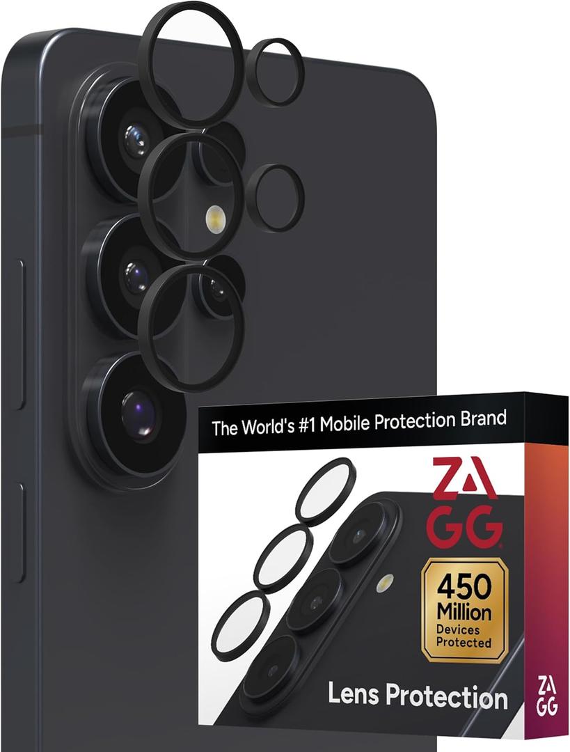 ZAGG Glass Elite Samsung Galaxy S26 Ultra Camera Lens Protector - Anti-Reflective, 5X Stronger Impact & Scratch Resistant Aluminosilicate Glass - Easy Installation, Smudge-Free Surface, Black