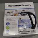 Hamilton Beach Glass Electric Tea Kettle, Water Boiler & Heater, 1 Liter, 1500 Watts for Fast Boiling, BPA Free, Cordless Serving, Auto-Shutoff & Boil-Dry Protection, Soft Blue LED (40930)