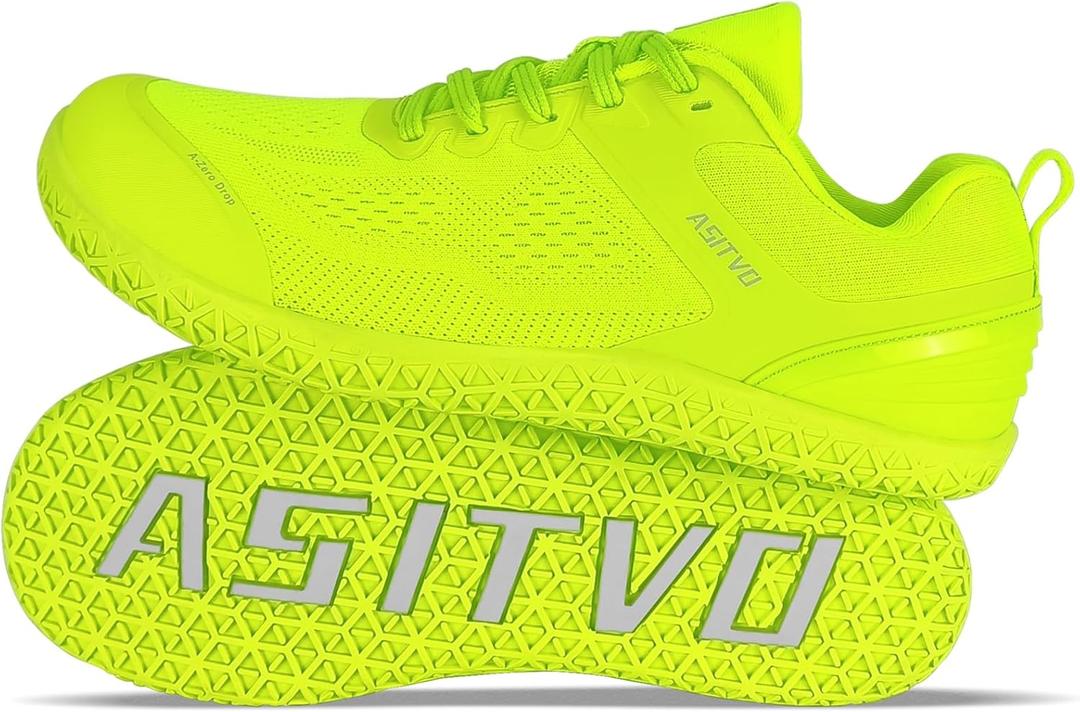 ASITVO Wide Barefoot Shoes Men Gym Zero Drop Sole Minimalist Cross Trainer Width Toe Box Sneakers Grounding Knit No-Sew Upper TPU Toe and Heel Colorful