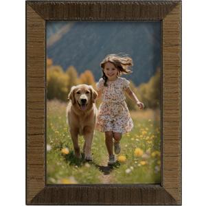SUMGAR 5x7 Wooden Picture Frame Natural Rustic 5 x 7 Picture Frames Solid Wood Photo Frame Wall Living Room Decor Tabletop and Wall Hanging Gift for Family Grandma Mom Wood Grain Design