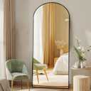 DUMOS Arched Full Length Mirror with Stand 64"x21" Floor Standing Aluminum Frame for Bedroom Body Hanging Leaning Modern Simple Home Decor Shatter-proorf Nano Glass Wall Living Room Cloakroom Black