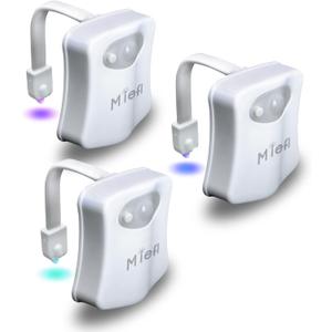 Toilet Light Motion Sensor Activated 16 Colors Changing, 3 Pack LED Toilet Seat Lights Inside Glow Bowl, Smart Bathroom Night Light Cool Funny Christmas White Elephant Gag Gifts Dad Mom Boy Men Unisex