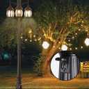 Dusk to Dawn Vintage Outdoor Post Light 82.7"H 3-Headed Lamp Post with Outlet IP65 Waterproof Street Lantern 3 Light Black Clear Glass Outdoor Lamp Post Lights E26 Outdoor Street Light Yard, Large