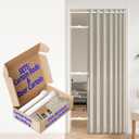 AJAZZ Blackout Accordion Door Curtains with Curtain Rods Included, Magnetic Door Curtain Blackout Curtains for Bedroom, Doorway Curtain Set, 1Pack, W45 x L80 Inch, Cream White