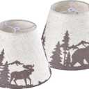 Small Animal Lamp Shades Set of 2 Bell-5"Top 9" Bottom 6.4" High (Clip-on/Spider Adapter) Bear Lampshades for Table Lamps, Bedside Lamps Replacemnt, Vintage Patterned Lamp Shade for Bedroom GO&SO