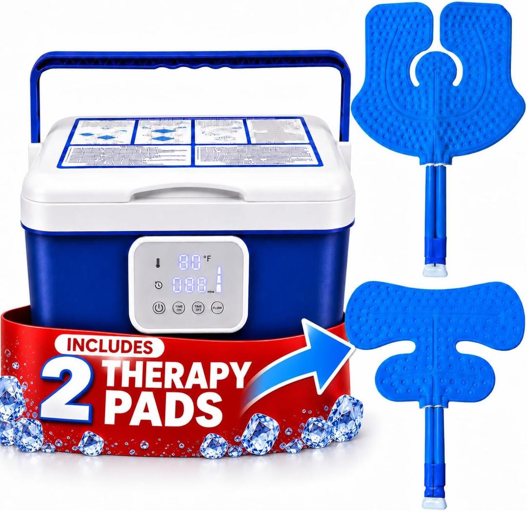 [CBL] Programmable Cold Therapy Machine, Ice Machine for Knee After Surgery with Knee & Shoulder Pads, Ice Water Circulation System, Quiet Pump, Timer & Flow Control, Post-Surgery Pain Relief