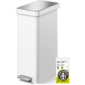 EKO Hudson Slim 50L / 13.2 Gal Stainless Steel Step Trash Can, Matte White