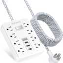 Surge Protector Power Strip, 10 Ft Extension Cord with PD 30W USB C Port, 8 AC Outlets and 3 USB A Ports for Home, Office, Dorm Essentials, 1700 Joules, White