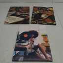 Framed Black Girl Canvas Wall Art 3Pcs black Girl Record Music Wall Decor Pictures Funky Black Girl Posters prints for Modern Black Woman Bedroom Home Decoration 12x16in (Canvns)