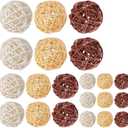 21 Pcs/lot Mixed 3 Colors Rattan Wicker Balls Vase Fillers for Wedding Party Christmas Decoration, Assorted Three Size(3cm/5cm/7cm) (White, Coffee, Nature Color)