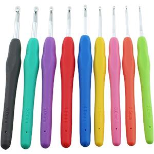 RLECS 9PCS 2-6mm Colorful Stainless Steel Hand Knitting Woolen Soft Shank Crochet Hooks DIY Yarn Weave Tool Suitable for Sweaters Gloves Hat Scarves