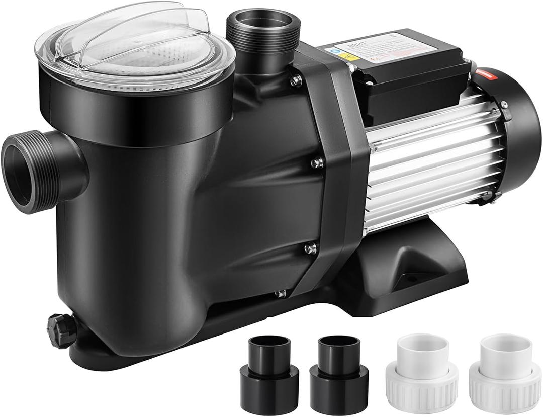 2.5 HP Pool Pump 8880 GPH Self Priming in/Above Ground Swimming Pool Pump 110V Single Speed Pumps with Strainer Basket 4Pcs Connectors
