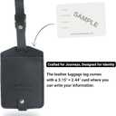 3 x Toprank Leather Genuine Luggage Tags  Durable Leather Bag Tags for Travel, Baggage & Accessories (Black)