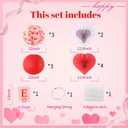 Red Paper Lanterns and Heart Hanging Fans Set, 6pcs Chinese Round Lanterns with 6pcs Heart Shaped Paper Fans & Banner for Wedding Bridal Shower Birthday Romantic Party Decorations