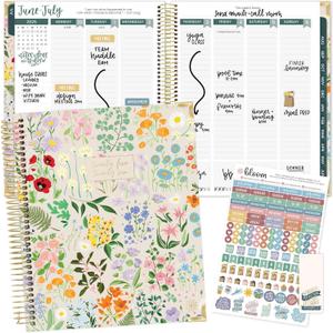 bloom daily planners 2025-2026 Hardcover Academic Year Goal & Vision Planner (July 2025 - July 2026) - Monthly & Weekly Calendar Agenda Organizer - 7.5" x 9" - Garden Party, Beige