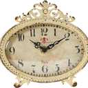 Creative Co-Op Distressed Pewter Mantel Clock, Cream
