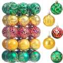30ct Christmas Ball Ornaments Shatterproof Christmas Hanging Tree Decorative Balls for Party Holiday Wedding Decor Green Gold Red, 2.36",60mm