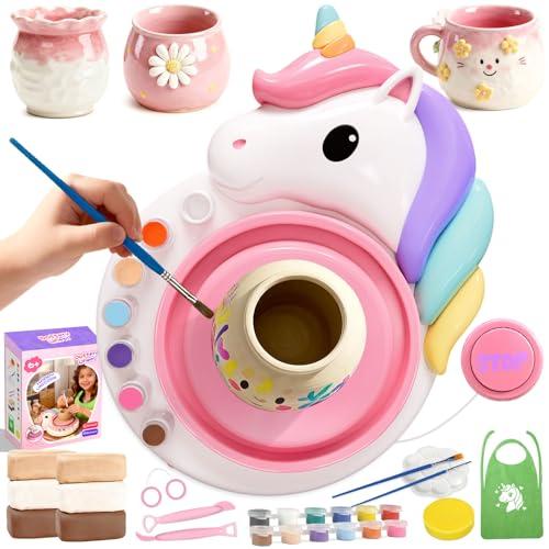 Oeasic Unicorn Pottery Wheel for Kids, Arts and Crafts for Kids Ages 8-12, PotteryCraft Kit with Clay, Art Supplies for Kids Birthday Christmas Gift for 6 7 8 9 10 11 12+