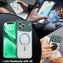 Magnetic Shockproof for iPhone 17 Pro Max Case,Upgraded[Camera Protection][Compatible with Magsafe][Non-Slip][Mil-Grade Protection]Translucent Matte Phone Case for iPhone 17 Pro Max,Pine Green