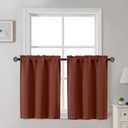 Gwine Short Curtains 30 Inch Length, Light Filtering Small Kitchen Window Curtains Tiers Over Sink, Half Window Treatments for Bathroom Basement Rod Pocket, 2 PCS, Each 30" Wx30 L, Terracotta
