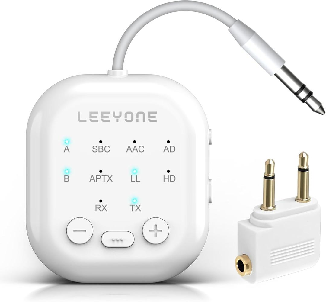 Bluetooth 5.4 Transmitter Receiver, 2-in-1 Wireless Transmitter for Airplane, TV, PC, Switch, Low Latency, Support Dual Pairing for AirPods/Headphones, Bluetooth Receiver for Car/Home Stereo