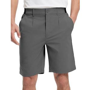 TBMPOY Men's Work Dress Shorts Golf Stretch Waistband Summer Pleated Casual Business Dressy Short for Men with Pockets, Size 38