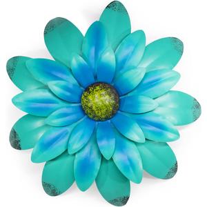 EASICUTI Blue Metal Flowers Wall Decor Metal Wall Art Decorations Hanging For Indoor Outdoor Home Bathroom Kitchen Room Bedroom Living Room Garden Patio Porch 12 Inch (Blue)