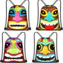 Censen 24 Pcs Hawaiian Aloha Drawstring Bags Tiki Luau Gift Bags Set Bulk 12 x 10 Inch Waterproof Beach Sack Pack for Girls Boys Kids Gift Party Aloha Festival Hawaiian Party Supplies