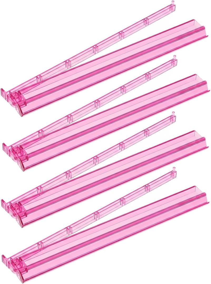Mahjong All-in-One Tile Racks with Pushers, 4 Pack Acrylic Racks, American Mahjong Accessories (Pink)