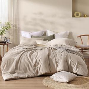 Beige Boho King Comforter Set, 3 Piece Lightweight Comforter King Size, Premium Farmhouse Bedding Set(Beige,102"*90")