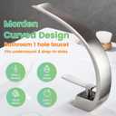 Bathroom Sink Faucet Modern Single Hole 1-Handle Faucet, Brushed Nickel Solid Brass Faucets, Mount Curved Lavatory Faucets Mixer Tap