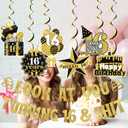2 x Look at You Turning 16 Banner, Sweet 16 Party Decorations, Happy 16th Birthday Banner, 16th Birthday Decorations For Girl, Gold Glitter