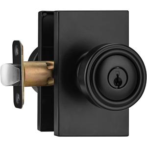 parro Black Door Knobs Interior & Exterior, Keyed Entry Pismo Doorknob, Matt Black