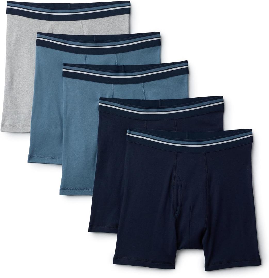 Amazon Essentials Men's Breathable Cotton Underwear Boxer Briefs, Tag-Free, Pack of 5, S