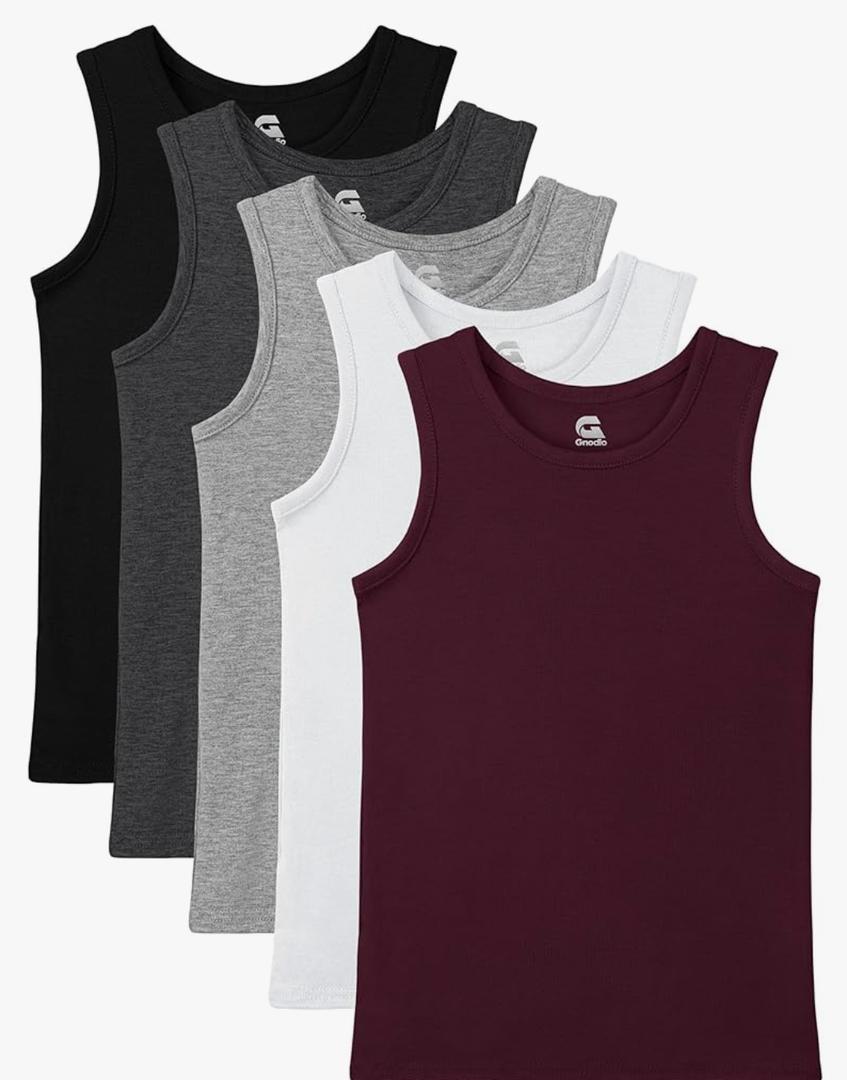 5 Pack Boys Tank Tops Boys Undershirts Kids Cotton Undershirts Tees Sleeveless Tank Tops Shirts for Kids Youth 14 - 16 years