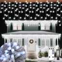 Christmas Ice Lights Outdoor, Cold White 33FT 306 LED 8 Modes Plug in Xmas Tree Decorations Twinkle Fairy Light String with Remote Timer Memory for Roofline Yard Party Wedding Camping Decor
