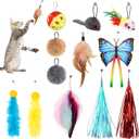 Cat Toys Replacement Cat Toy Wand Refills, 12 Pcs Cat Feathers Refill, Cat Toy Mouse Cat Wand Refill Attachments for Indoor Cats