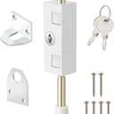 Sliding Door Lock Rectangle Patio Door Lock Keyed for Glass Hinged Security Bar Steel Bolt Zinc Alloy Iron Portable to Prevent Sliding (1 Piece)