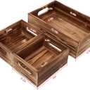PHOENANCEE Wooden Crate Stackable Decorative Wood Crates set of 3 for Storage Display Rustic Nesting Box Basket Home Decoration Boxes Container Bin with Handles Farmhouse Decor,Solid Pine,Size: 3Pack(L+2S)