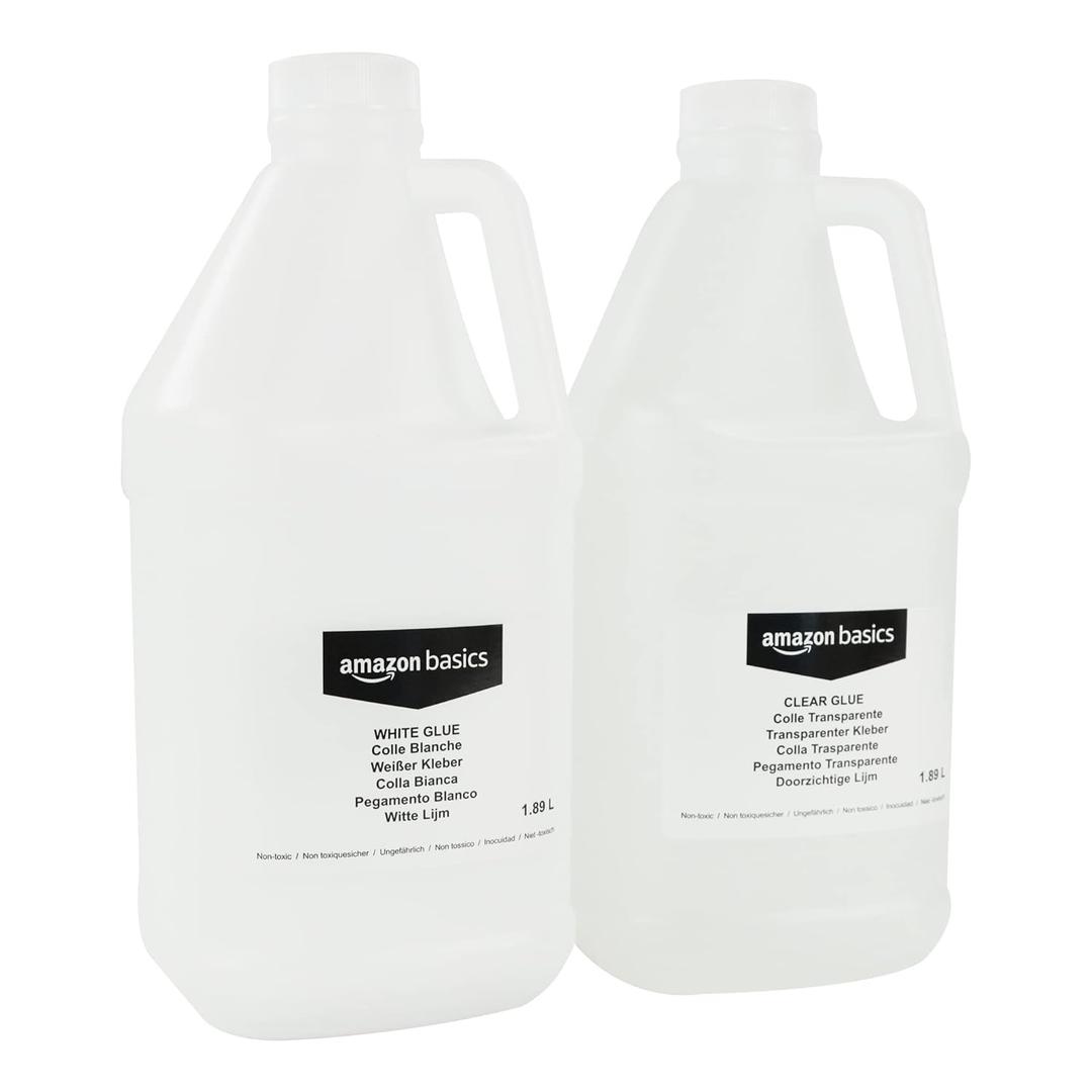 Amazon Basics 1/2 Gallon Clear & White Glue Combo for Slime, Transparent/White, 64 fl oz