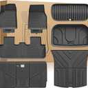3W Tesla Model Y Juniper Floor Mats, Front Rear Cargo Liner & Seatback Protector, Custom Fit 2025 2026 Model Y Acecessories, TPE All Weather Odorless Non-Slip, Black