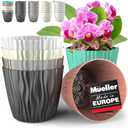 Mueller Plant and Flower Pot 6/1 Set, Heavy Duty 6 Inch European Made Stylish Indoor/Outdoor Decorative Planter, for All House Plants, Flowers, Herbs, Multicolor