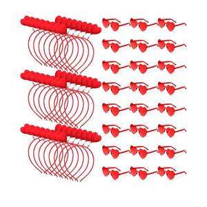 Yunsailing 48 Pcs Valentines Day Heart Headband Boppers and Heart Shape Sunglasses Valentines Accessories Costume Photo Prop(Red)