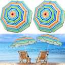 Buryeah 2 Pcs Automatic Chair Umbrella with Universal Clamp 44" UPF 50+ Portable Clamp on Beach Chair Adjustable Wheelchair Umbrella for Outdoor Patio Parasol