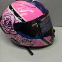 Full Face Motorcycle Helmet DOT Approved Motorbike Moped Street Bike Racing Crash Helmet, Men and Women (Large, Rose Color mirror)