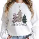 ASTANFY Merry Christmas Sweatshirt for Women Plaid Holiday Long Sleeve Tree Pullover Lightweight Shirt (Yellow, L)